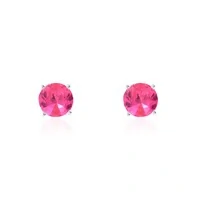 Brinco redondo zircônia turmalina pink ródio branco (10mm)