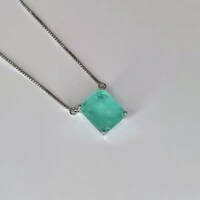 Colar retângulo esmeralda colombiana fusion ródio branco
