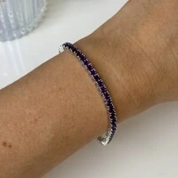 Pulseira classic riviera zircônias tanzanita ródio branco