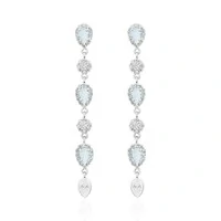 Brinco Dinah gotas zircônia água marinha ródio branco