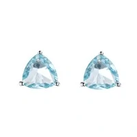 Brinco trillion zircônia água marinha prata 925 (8mm)