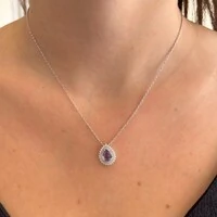 Colar gota Donata zircônia tanzanita ródio branco