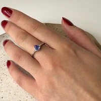 Anel Liana gota zircônia tanzanita prata 925