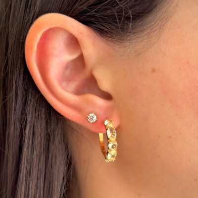 FotoBrinco argola Lana zircônias turmalina menta ouro