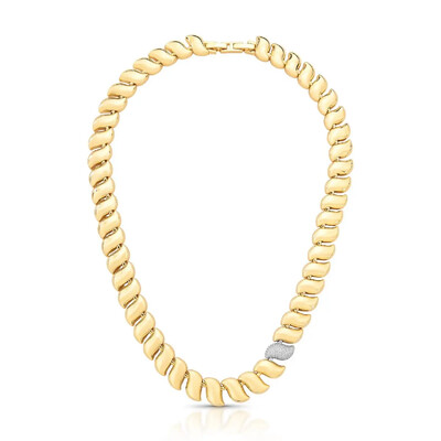 Foto Colar Pulse elos curvos lisos e cravejado ouro