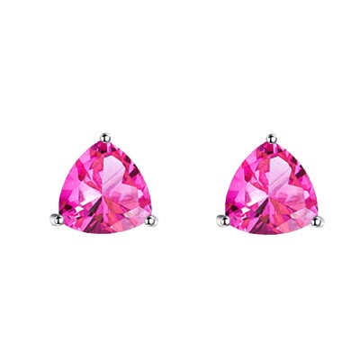 Foto Brinco trillion zircônia turmalina pink prata 925 (8mm)