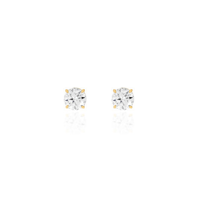 Foto Brinco solitário ponto de luz Moissanite 1.0ct prata 925 banho ouro (6.5mm)