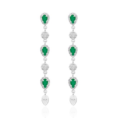 Foto Brinco Dinah gotas esmeralda fusion ródio branco