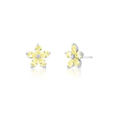 Foto Brinco Lótus zircônias fancy yellow ródio branco
