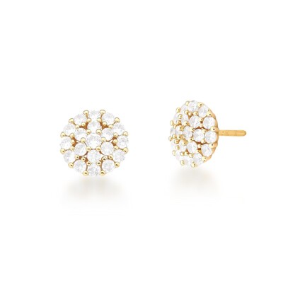Foto Brinco Spark redondo zircônias brancas ouro