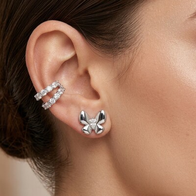 FotoBrinco borboleta lisa prata 925