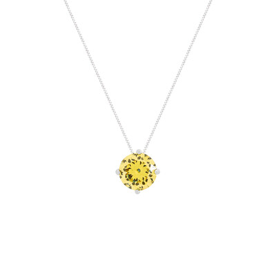 Foto Colar ponto de luz zircônia fancy yellow ródio branco (8mm)