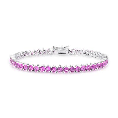 Foto Pulseira classic riviera zircônias turmalina pink ródio branco