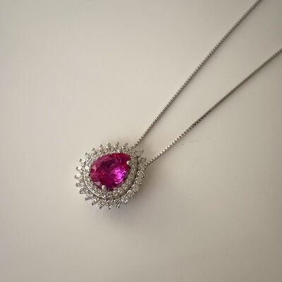 FotoColar gota Holly zircônia turmalina pink prata 925