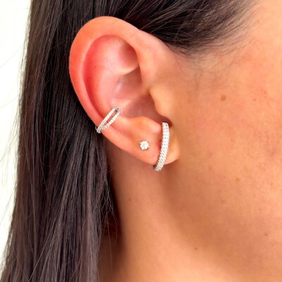 FotoBrinco ear hook Arc zircônias brancas prata 925