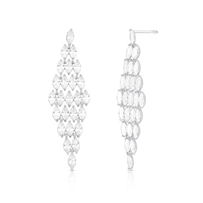 Foto Brinco Fall zircônias brancas ródio branco