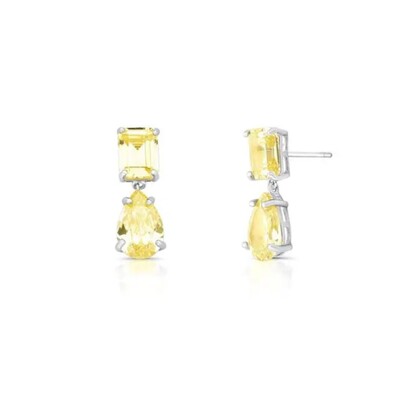 Foto Brinco Aurora zircônias fancy yellow ródio branco