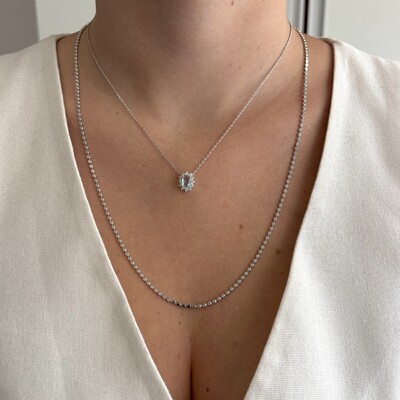 FotoColar Winnie oval zircônia água marinha ródio branco