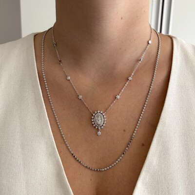 FotoColar medalha Nossa Senhora das Graças cravejado ródio branco