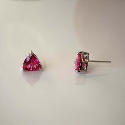 FotoBrinco trillion zircônia turmalina pink prata 925 (8mm)