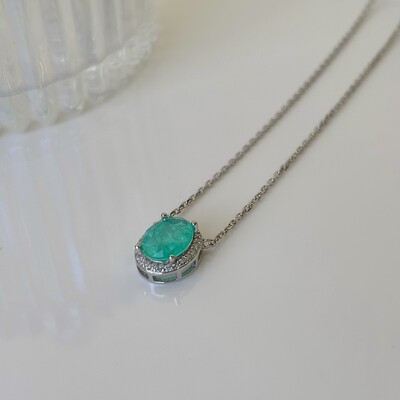 FotoColar Ellie oval esmeralda colombiana fusion prata 925