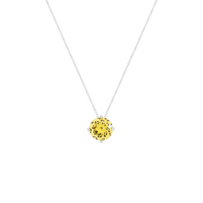 Foto Colar ponto de luz zircônia fancy yellow ródio branco (6mm)