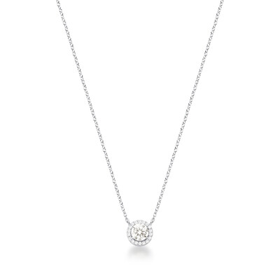 Foto Colar solitário cravejado ponto de luz Moissanite 0.5ct prata 925 (5mm)