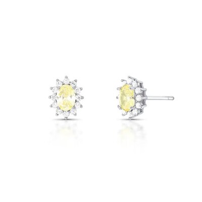 Foto Brinco Winnie oval zircônia fancy yellow ródio branco