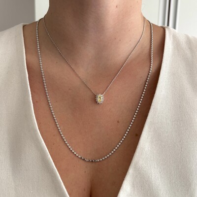 FotoColar Winnie oval zircônia fancy yellow ródio branco