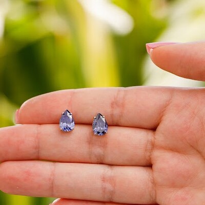 FotoBrinco gota Ivy zircônia tanzanita prata 925