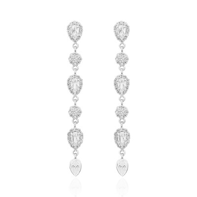Foto Brinco Dinah gotas zircônia branca ródio branco