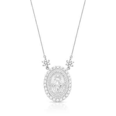Foto Colar medalha Nossa Senhora das Graças cravejado prata 925