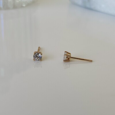 FotoBrinco solitário ponto de luz prata 925 banho ouro (4mm)