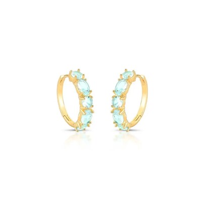 Foto Brinco argola Lana zircônias água marinha ouro