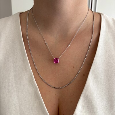 FotoColar Tess zircônia turmalina pink prata 925