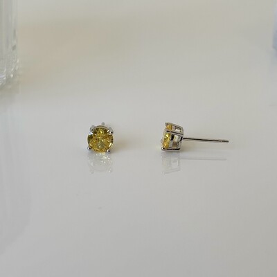 FotoBrinco redondo zircônia fancy yellow ródio branco (6mm)