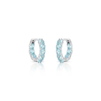 Foto Brinco argola Nina zircônias água marinha ródio branco