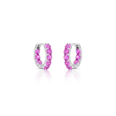 Foto Brinco argola Nina zircônias turmalina pink ródio branco