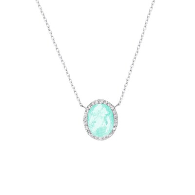 Foto Colar Ellie oval esmeralda colombiana fusion prata 925
