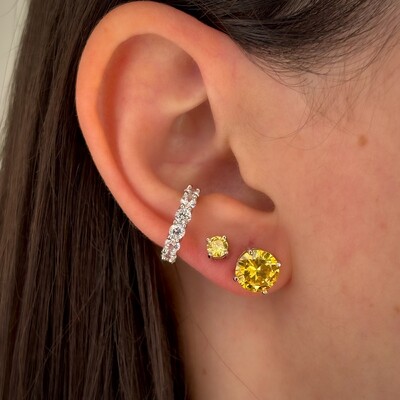 FotoBrinco redondo zircônia fancy yellow ródio branco (4mm)