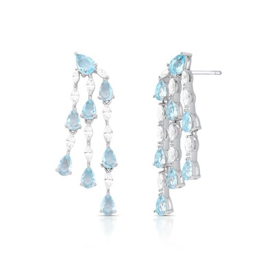 Foto Brinco Esther gotas zircônias água marinha ródio branco