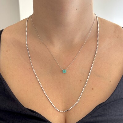 FotoColar redondo esmeralda colombiana fusion prata 925 (6mm)