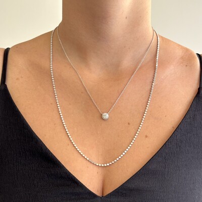 FotoColar Urban bolinhas lisas achatadas ródio branco (60cm)