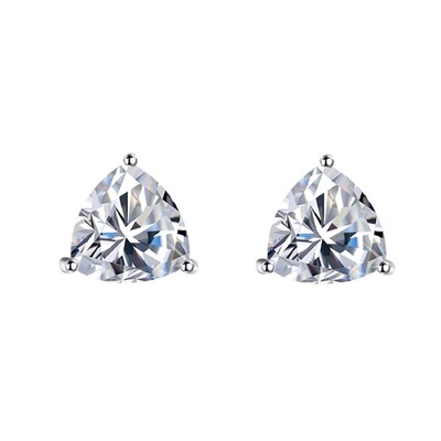 Foto Brinco trillion zircônia branca prata 925 (8mm)
