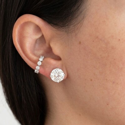 FotoBrinco redondo ponto luz Moissanite 11mm prata 925