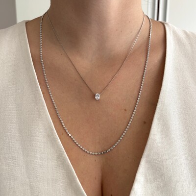 FotoColar Margot oval zircônia branca prata 925