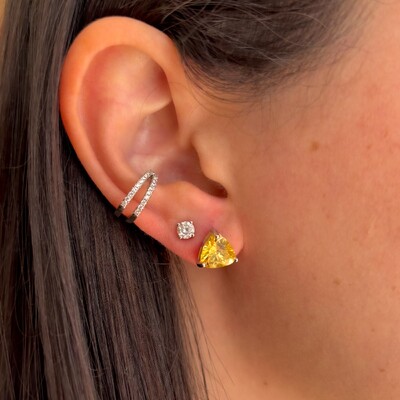 FotoBrinco trillion zircônia fancy yellow prata 925 (8mm)