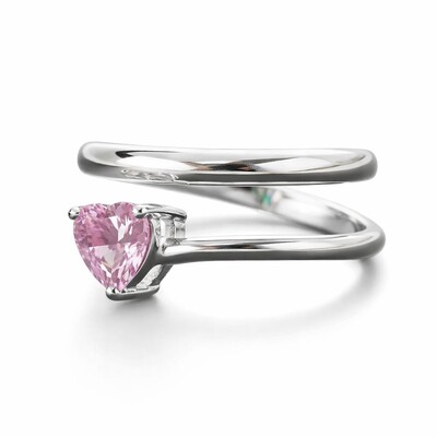 Foto Anel duplo coração kunzita prata 925