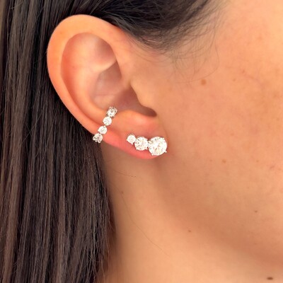 FotoBrinco ear cuff Moissanite 1.2ct prata 925