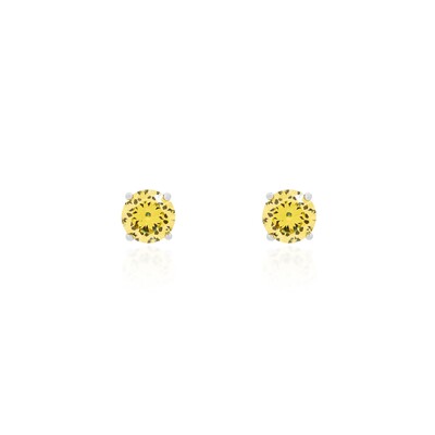 Foto Brinco redondo zircônia fancy yellow ródio branco (6mm)